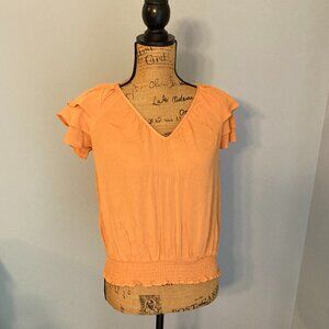Express Orange Flutter Sleeve Blouse